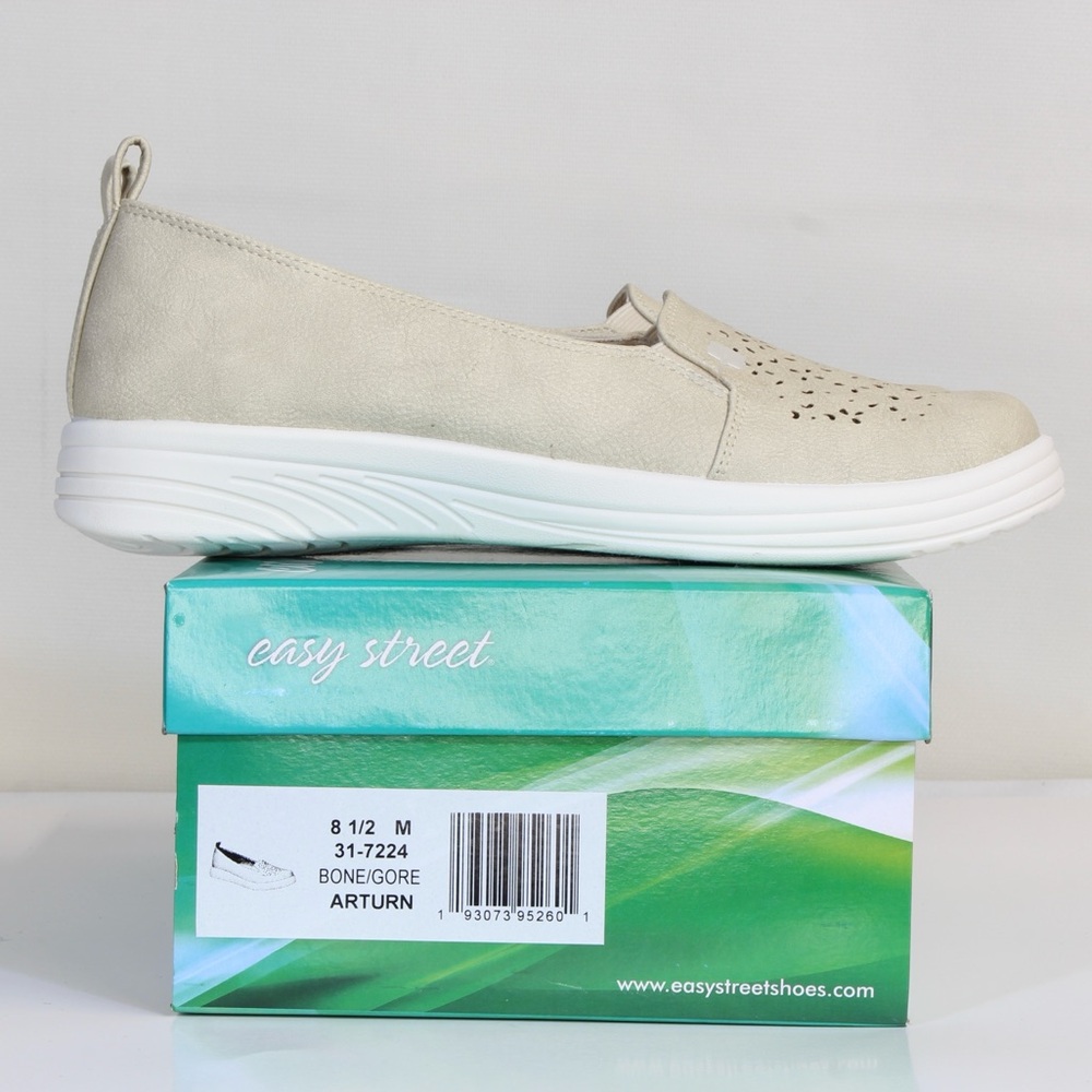 Easy Street Women's Bone Arturn Perforated Sneaker Flats NWT